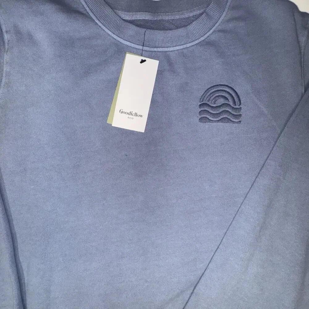 Goodfellow & Co Blue Crewneck Terry Pullover Sweatshirt Men's Large - Picture 3 of 7